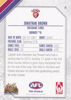 2011 Select AFL Champions #15 Jonathan Brown Back
